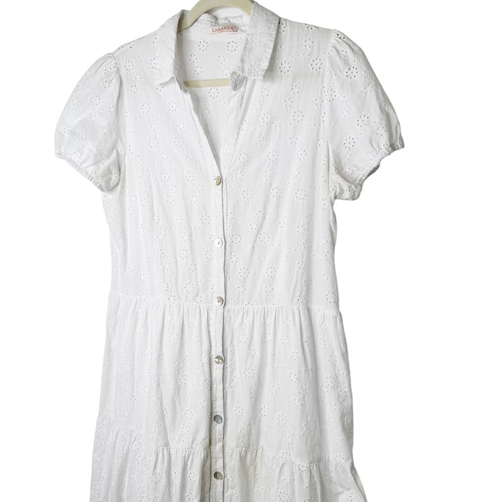 La Ranxa White Eyelet Button Down Summer Sundress M/L - Picture 3 of 7